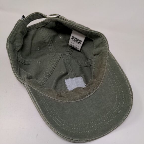PINK Victoria's Secret Slideback Hat Green One Size Adjustable 6 Panel Cotton - Picture 6 of 9